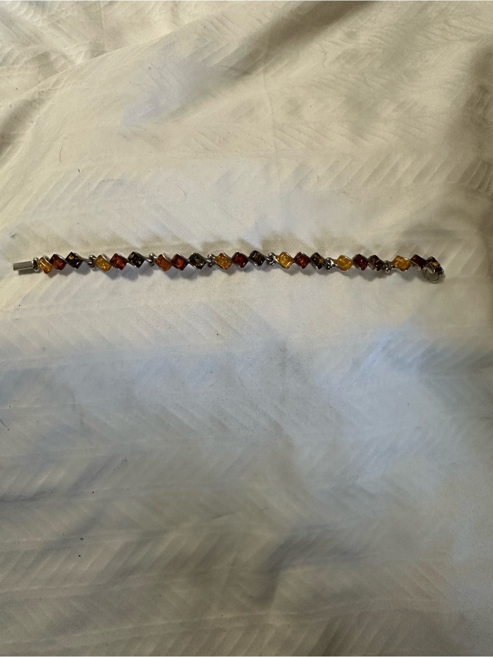 Tri Color Baltic Amber 925 Sterling Silver Bracelet